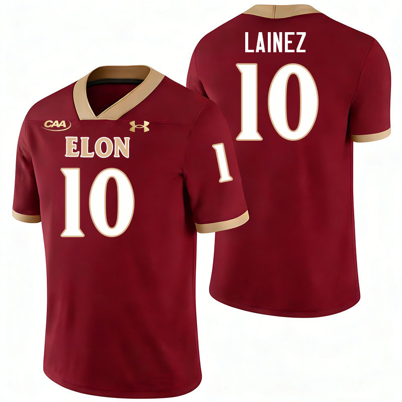 Elon Phoenix #10 Marco Lainez College Football Jerseys,Uniforms-Maroon